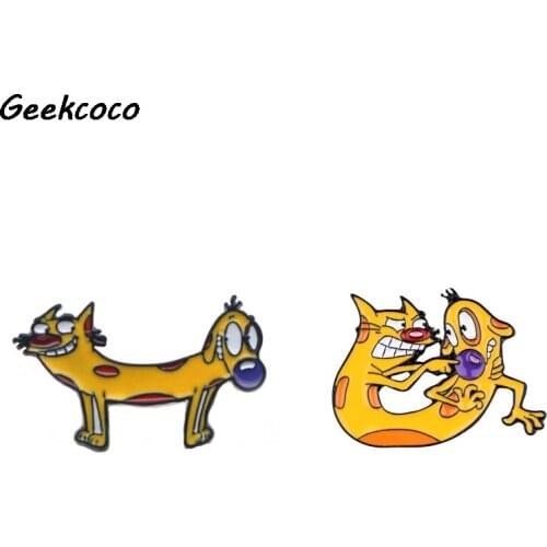 J2570 Creative Animals Cat And Dog Enamel Pins Metal Brooch for Clothes bags backpack badges Women and Men Cute Brooch