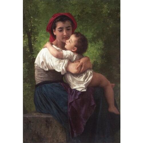The LIttle Hug by William Bouguereau Handmade Oil painting reproduction artwork