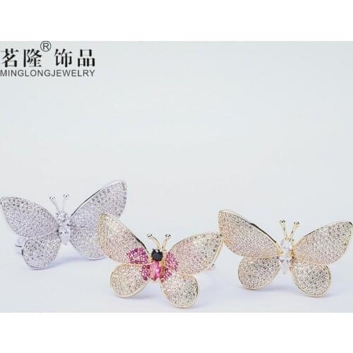 Rings For Women Females Jewelry Accessory Bridal Wedding Engagement Promise Gift Designer Resizable Butterfly Crystal Zircon