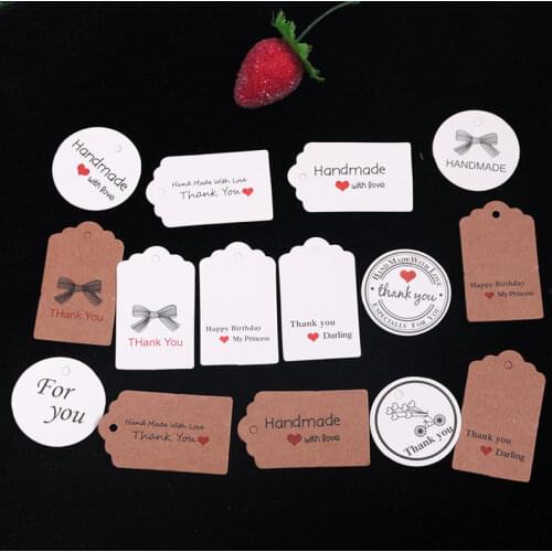100Pcs party supplies Round Thank You Kraft Paper Hang Tag For Gifts Crafts Paper Tag Price Tags Brown Round No Strings 3.5cm