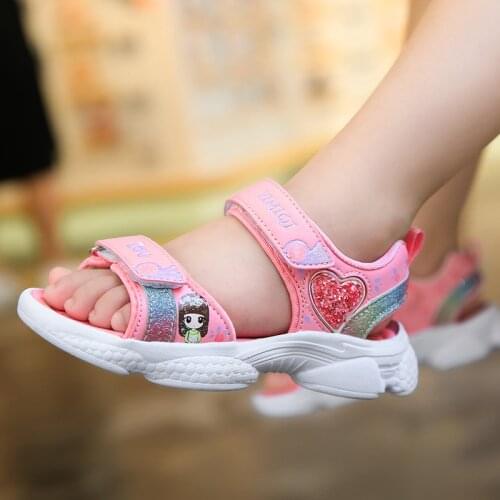 Girls Summer Sandals 2020 Fashion Big Kids Princess Shoe Children Soft-Sole Korean-style Little Girl Childrens Shoes Size 26-37