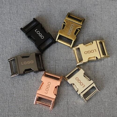 50 Pcs/Lot 15mm Metal Quick Side Release Buckles Provide Laser Engraving Service Customize LOGO For Pet Leash Bag Backpacks