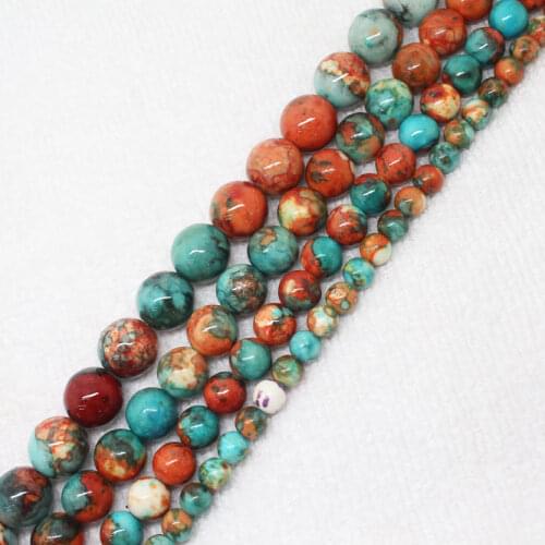 Mini. Order is $7! 6-12mm Red Blue Multicolor Snow Jades stones Jaspers Round DIY Jewelry Making Loose Beads 15"
