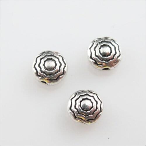 Fashion 90Pcs Tibetan Silver Color Round Flower Flat Spacer Beads Charms 5.5mm