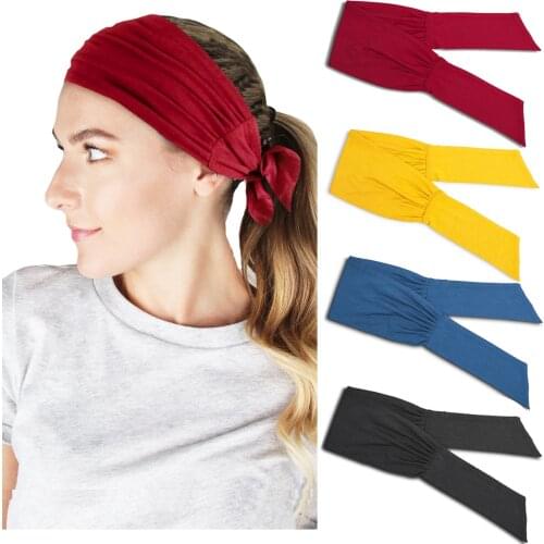 Men Women Wide Sports Yoga Nonslip Headband Stretch Hairband Elastic Turban Running Headwrap Hair Band Accessories
