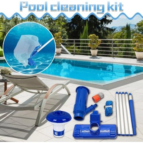 Swimming Pool Cleaner Tool Set Nozzle Suction Head With 5-section Aluminum Pole Brush Head Net Bag Pool Cleaning Accessories US