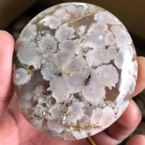 Natural polished cherry blossom agate crystal handles Madagascar healing