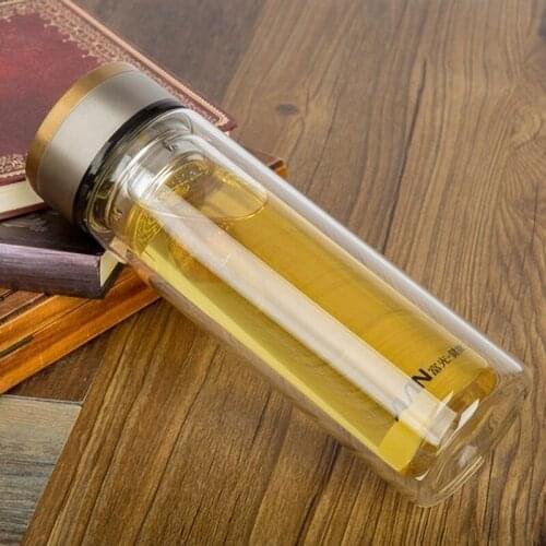 New Portable Double Glass Water Cup stainless steel tumbler cups coffee travel mug Transparent water bottle tea infuser bottle