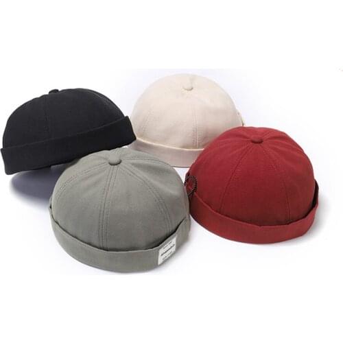 New 4 Color Casual Male Hoodie Outdoor Warm Cap Cotton Beanies Street Style Brimless Hip Hop Hat Retro Leisure Sailor Skullcap