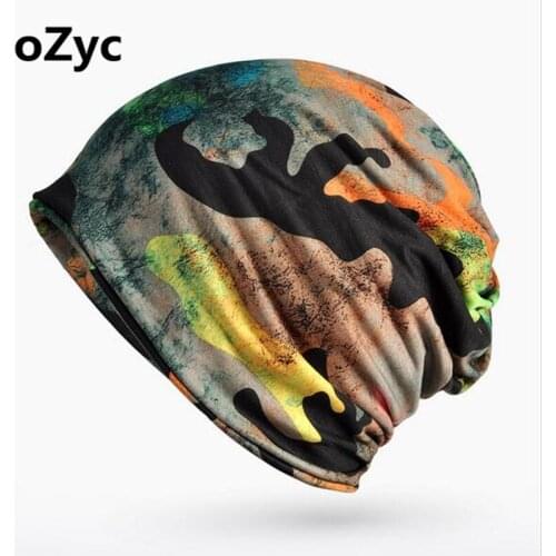 New 2 Use Camouflage Cap Knitted Scarf & Winter Hats for Women Letter Beanies Women Hip-hot Skullies girls Gorros women Beanies