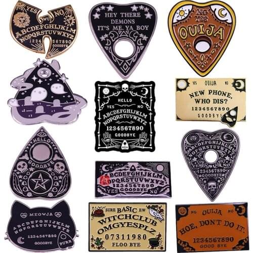 Ouija Board Enamel Pin Dinination Planchette Brooch Magic Mysterious Gothic Jewelry