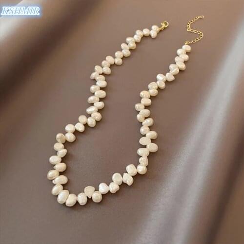 Korean hot sale fashion jewelry irregular natural freshwater pearl necklace elegant women daily birthday gift accessories