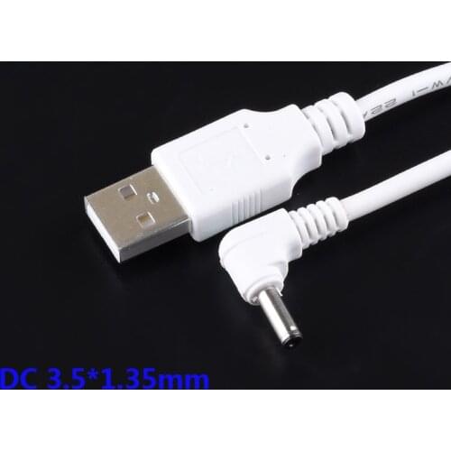 DC Power Plug USB Convert To 3.5*1.35mm/DC 35135 L Shape White Right Angle Jack With Cord Connector Cable