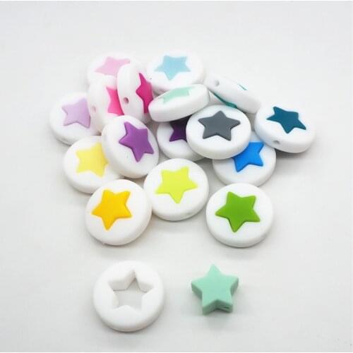 Chengkai 10pcs 21mm Silicone Round Star Beads DIY Baby Dummy Pacifier Nursing Teether Chewing Jewelry Toy Accessories BPA Free
