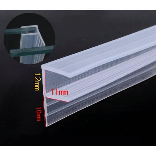 12mm Thick Glass Seals Strip Screen Shower Stall Door Window Balcony Seals Silicone Rubber Draft Stopper 74cm odd Transparent
