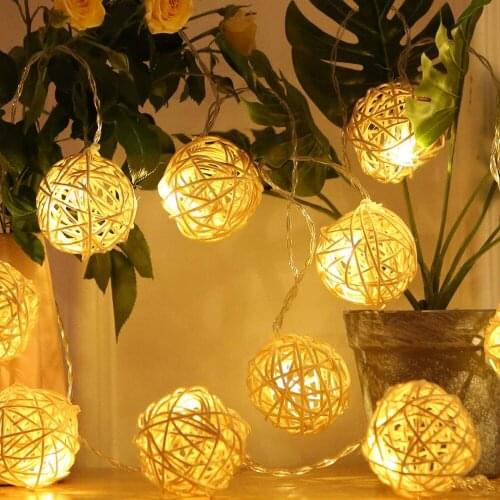 80 LED Rattan Ball String Fairy Lights 10M AA Battery Light for Xmas Outdoor Indoor Wedding Party Holiday Home Garden Decoration