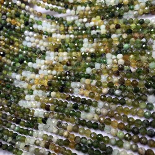 Loose beads Gradient color green Tourmaline round Faceted 4mm for DIY jewelry making loose beads FPPJ wholesale nature