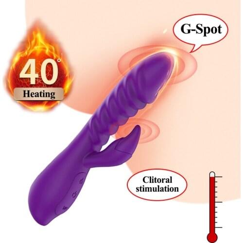 Heating Rabbit Vibrator G Spot Dildo Vagina Clitoris Stimulator Masturbator USB Charging Powerful Orgasm Adult Sex Toy for Woman