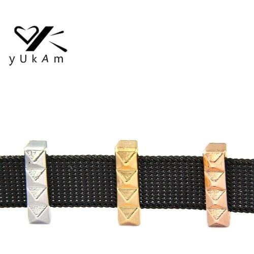 YUKAM Jewelry Small Pyramid Bar Slide Charms Keeper Keys fit for Reversible Keeper Bracelets Stainless Steel Mesh Wrap Bracelets