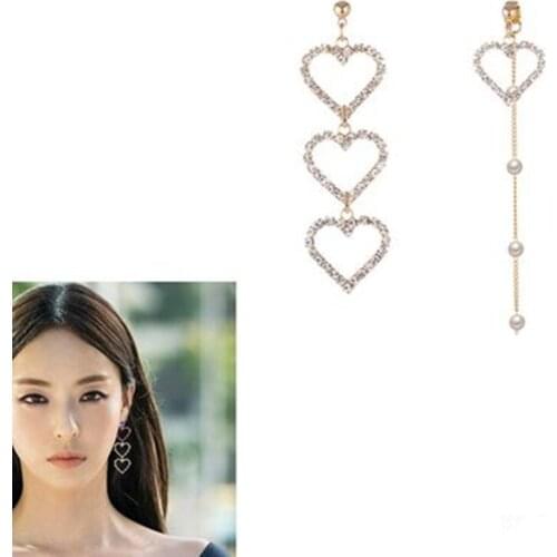 Tassels Asymmetric love splicing Eardrop Spring Korean Cute Elegant For Women Earrings pendientes brincos sweet temperament