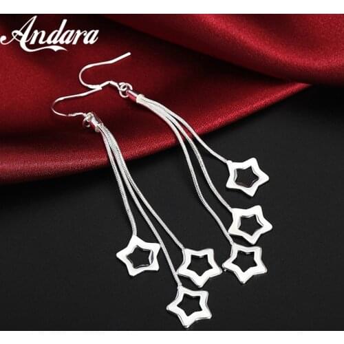 New 925 Sterling Silver Earrings Rose Flower Earrings Tassel Earrings Woman Jewelry Wedding Wedding Gift Jewelry