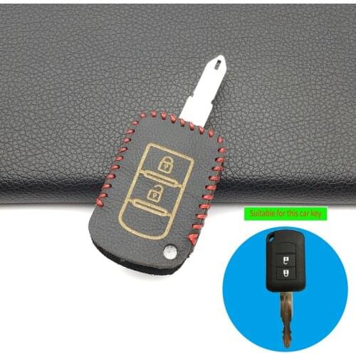 100% Leather Case Car Key Cover for Mitsubishi ASX Outlander Lancer EX Galant Pajero 2016 2017 2 Buttons Car Styling