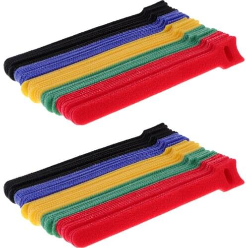 100x Self-Adhesive Hook Loop Cable Ties Fastener Strap Cord Organizer 15cm