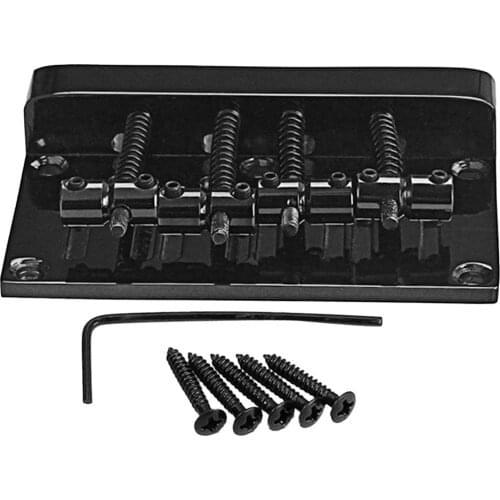 4 String Jazz / Precision Electric Bass Bridge Black +4 Screws Wrench