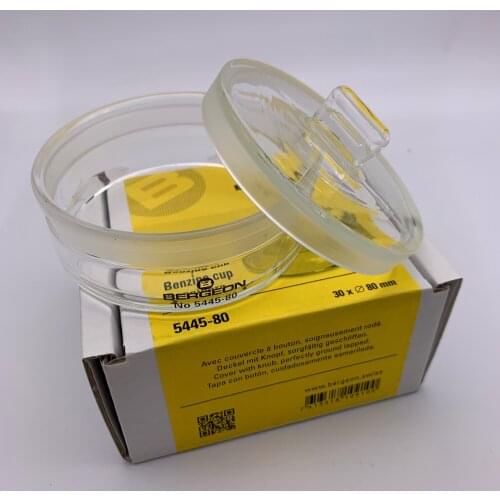 Free Shipping Bergeon 5445-80 Glass Benzine cups Cover with knob Perfectly ground lapped For Watch Repairing