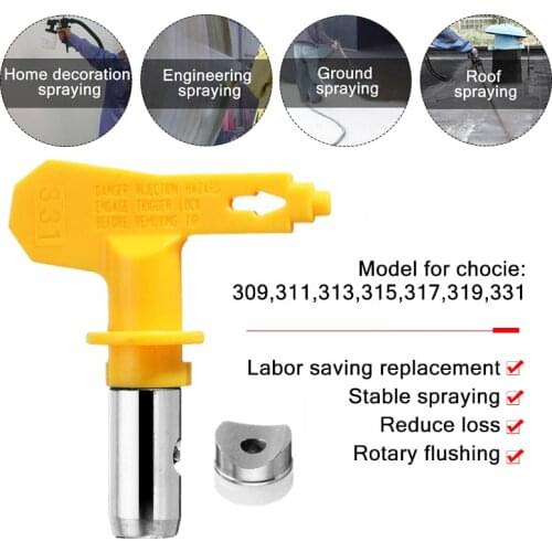 Airless Paint Spray Gun Tungsten Nozzle Tungsten Steel Reversible Spray Gun Tip NozzleYellow Different Type Accessoies Tool