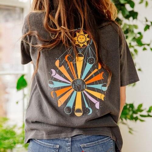 Boho Inspired Graphic Tees Women 2021 Black Cotton Short Sleeve Rock N Roll Band tee Casual Tshirt Vintage Tee Shirt Tops Summer