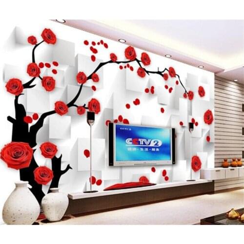Large Custom Wallpaper Rose Reflex 3D Box TV Background Living Room Bedroom Wall Home Decor