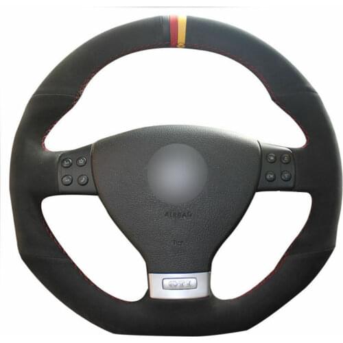 Top Leather Steering Wheel Hand-stitch on Wrap Cover For Volkswagen Golf 5 Mk5 Golf 5 R32