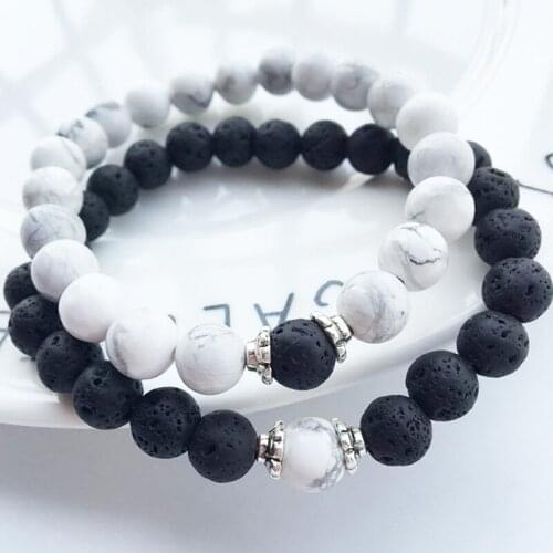 Black White Couple Distance Bracelet Charms Yoga Meditation Bracelet For Men Women Lovers Best Friend Jewelry