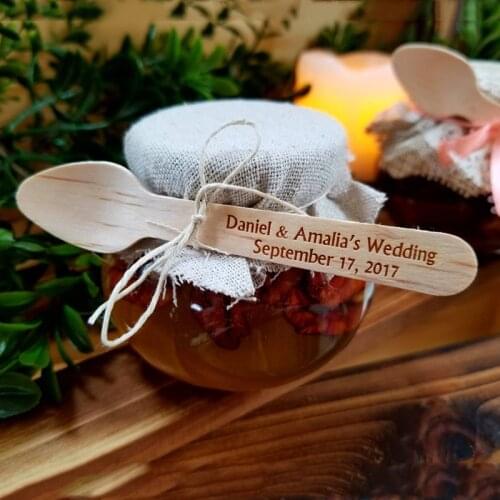 Engraved Wooden MINI Spoon, Personalized Desert Spoon, Ice Cream Spoons for Dessert Yogurt Jars Party Decoration