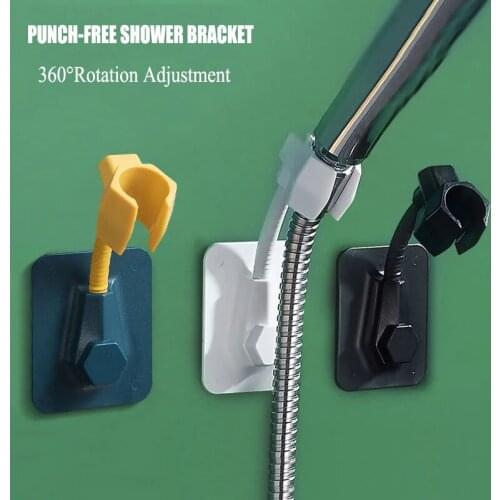 Bathroom Shower Head Holder Adjustable 360 °Rotation Wall Mounted Hand Shower Head Bracket Punch-Free Bathroom Accessories
