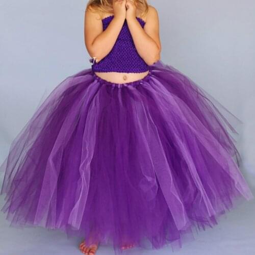 Girls Purple Violet Long Tutu Skirts Kids Tulle Skirt Pettiskirts Underskirtd Children Birthday Party Costume Wedding Skirts