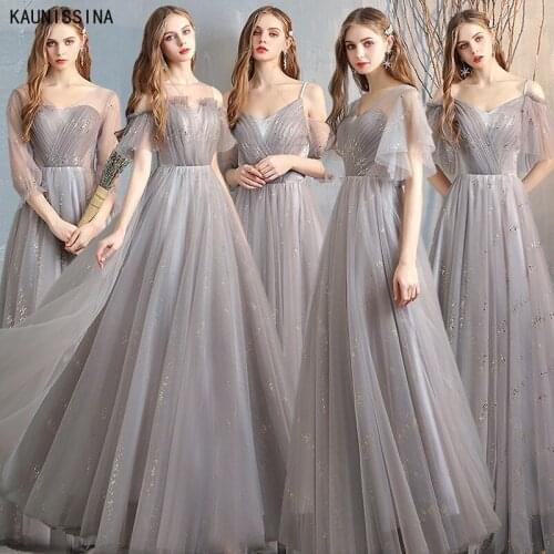 Bridesmaid Dresses Elegant A-Line Long Sweet Wedding Guest Party Gowns Tulle Sparkle Wedding Party Vestidos Formal Prom Dress
