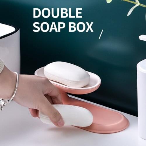Double LayerSoap Box Drain Soap Holder Box Bathroom Shower Soap Holder Dish Storage Plate Tray Bathroom Supplies Bathroom Gadget