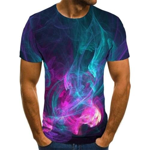 3d Tshirt Abstract T-shirt Men Colorful Tshirts Casual Smoke Anime Clothes Harajuku Tshirt Printed Short Sleeve Punk Rock