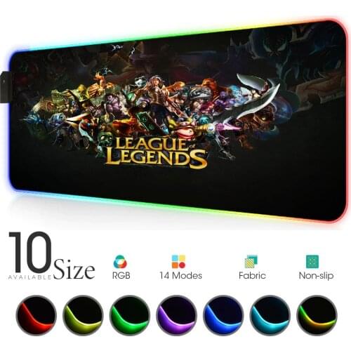 League of legends RGB Mouse Pad Black Gamer Accessories Large LED MousePad XXL Gaming Rubber Mat PC Desk Play Mat with Backlit