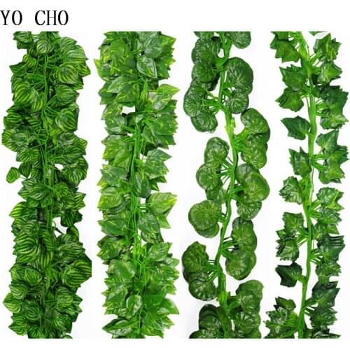 200CM Artificial Lvy Green Leaf Garland Plant Vine Fake Foliage Flower Home Garden Decor Plastic Artificial Flower Rattan String