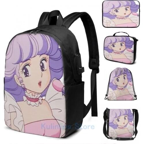 Funny Graphic print Creamy Mami USB Charge Backpack men School bags Women bag Travel laptop bag