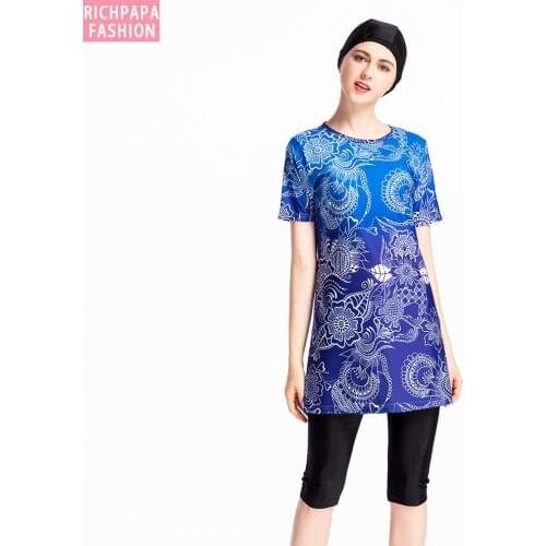 Full Cover Burkinis Muslim Swimwear Womens Swimsuits Arab Islam Beach Wear Islamic Swimsuit Short Sleeve Hijab Beachwear