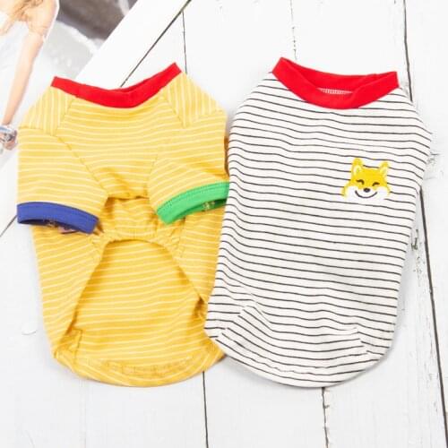 Cute Dog Clothes Striped T-shirt Summer Cat Chihuahua Yorkshire Shih Tzu Maltese Poodle Pomeranian Schnauzer Clothing Puppy Coat