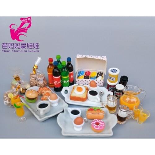 Mininature Food Drink Model Kitchen Breakfast Dessert for Barbie Doll Blythe Doll House Diy Accessories