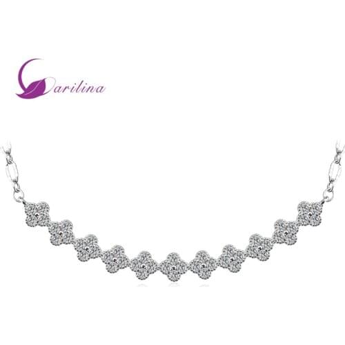 Fashion Gift Party Wedding Necklaces For Women 2020 Flower White Cubic Zirconia Silver Color Pendants P2032