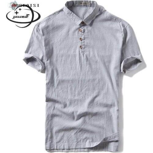 Mens T Shirts Summer Male T-shirts Clothing Short Sleeve Turn-down Collar Casual Loose Comfortable Man Top Tees Clothes H45