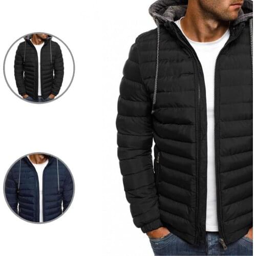 Men Coat Long Sleeve Fabulous Drawstring Padded Solid Color Winter Coat