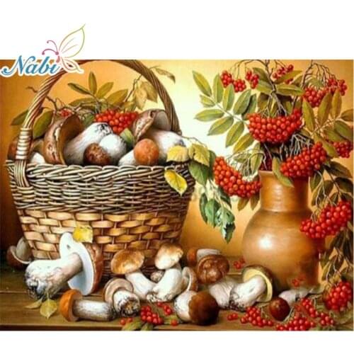 Nabi DIY Handmade Crafts Full Diamond Embroidery Plant Square Rhinestones Mosaic Set Mushroom Diamond Painting Cross Stitch